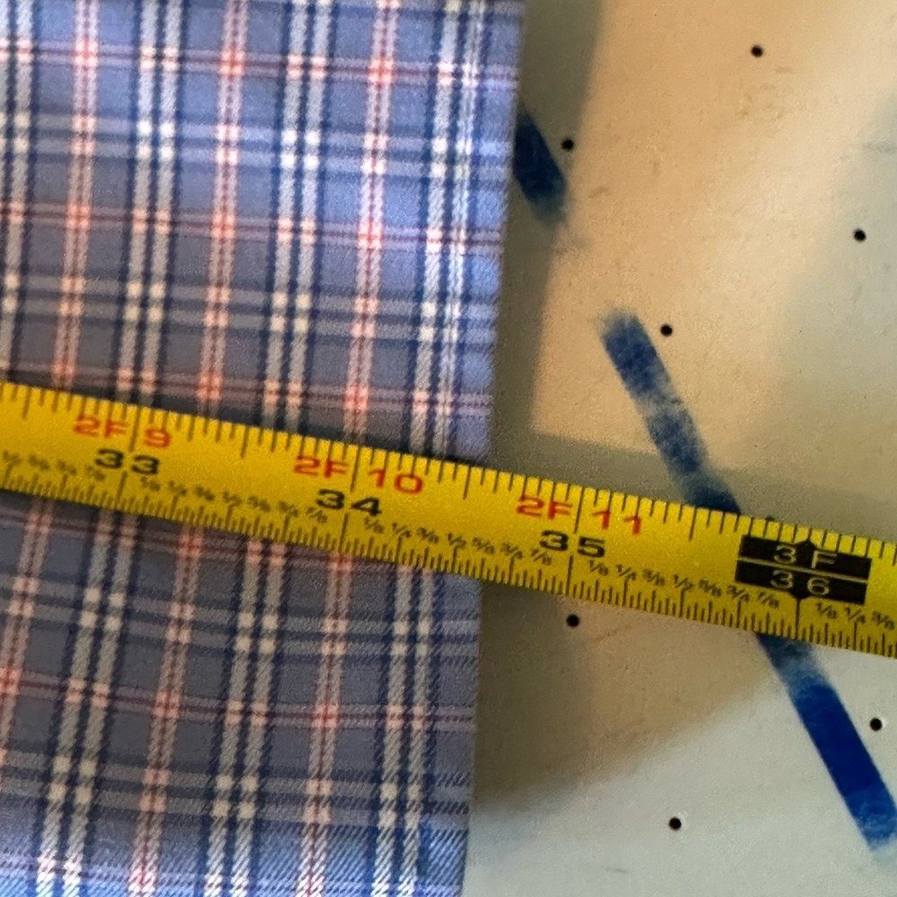 Twillory Safe Cotton Men's 17.5 34/35 Tailored Fit Blue Plaid Button Down  NWOT - Picture 9 of 10